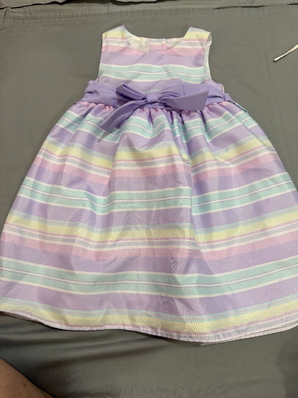 Goodlad Girls Pastel Striped Fit and Flare Dress with Bow SKU040